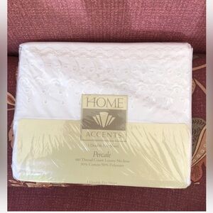 Vtg New Home Accents Ruffle Full Flat Sheet White Tiara Lace Eyelet Chic Y2K USA